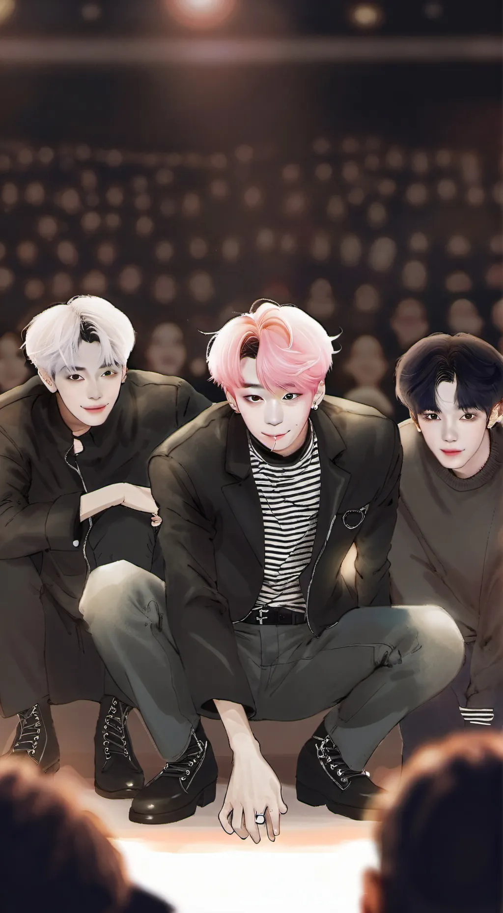 ai character: K-pop group🌘🌗🌕🌓🌒 background