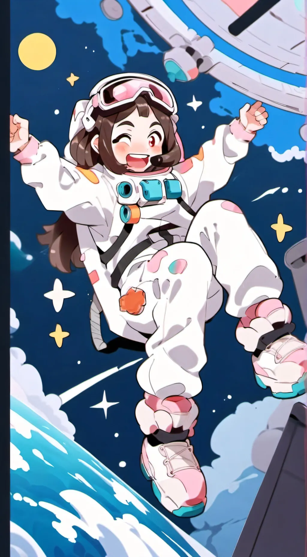 ai character: Zero gravity💞🩷 background