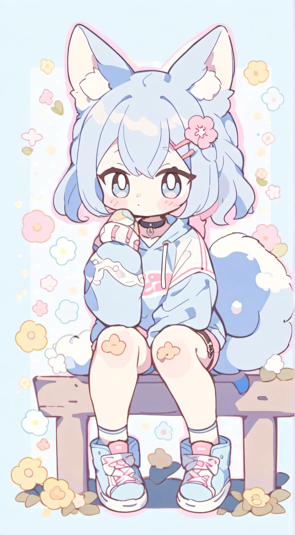 ai character: Blue background