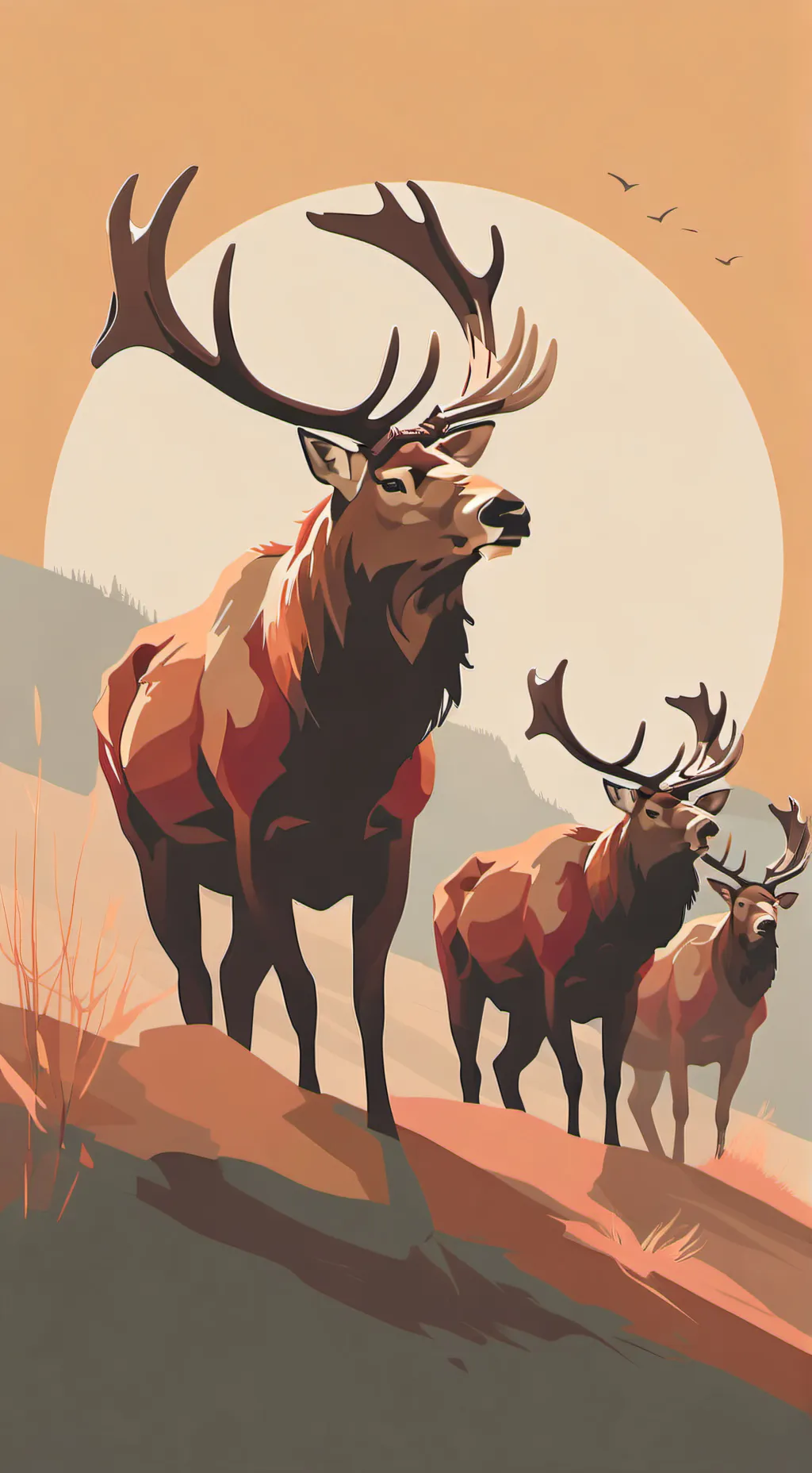 ai character: elk herd background