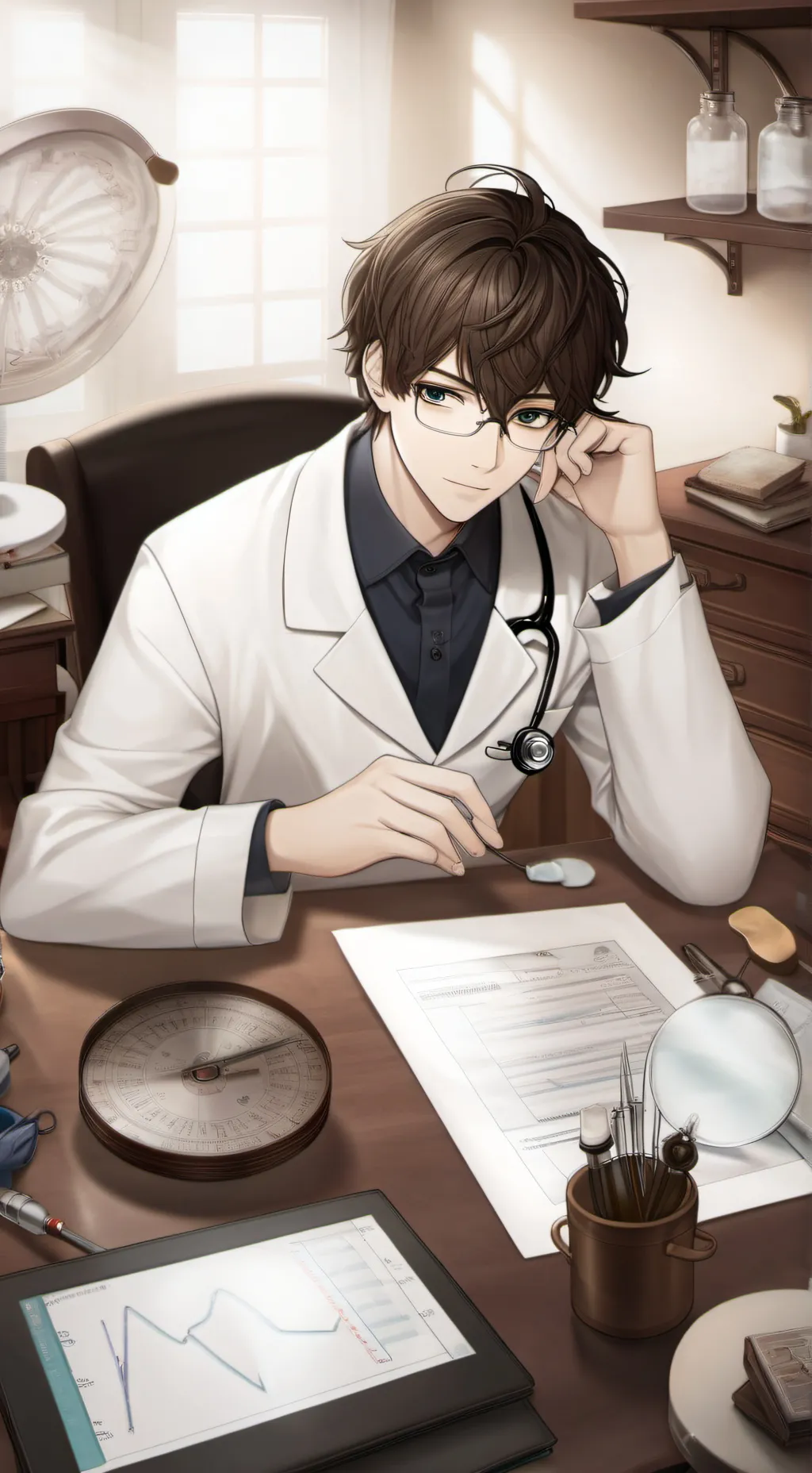 ai character: Dr. Leo Carter background