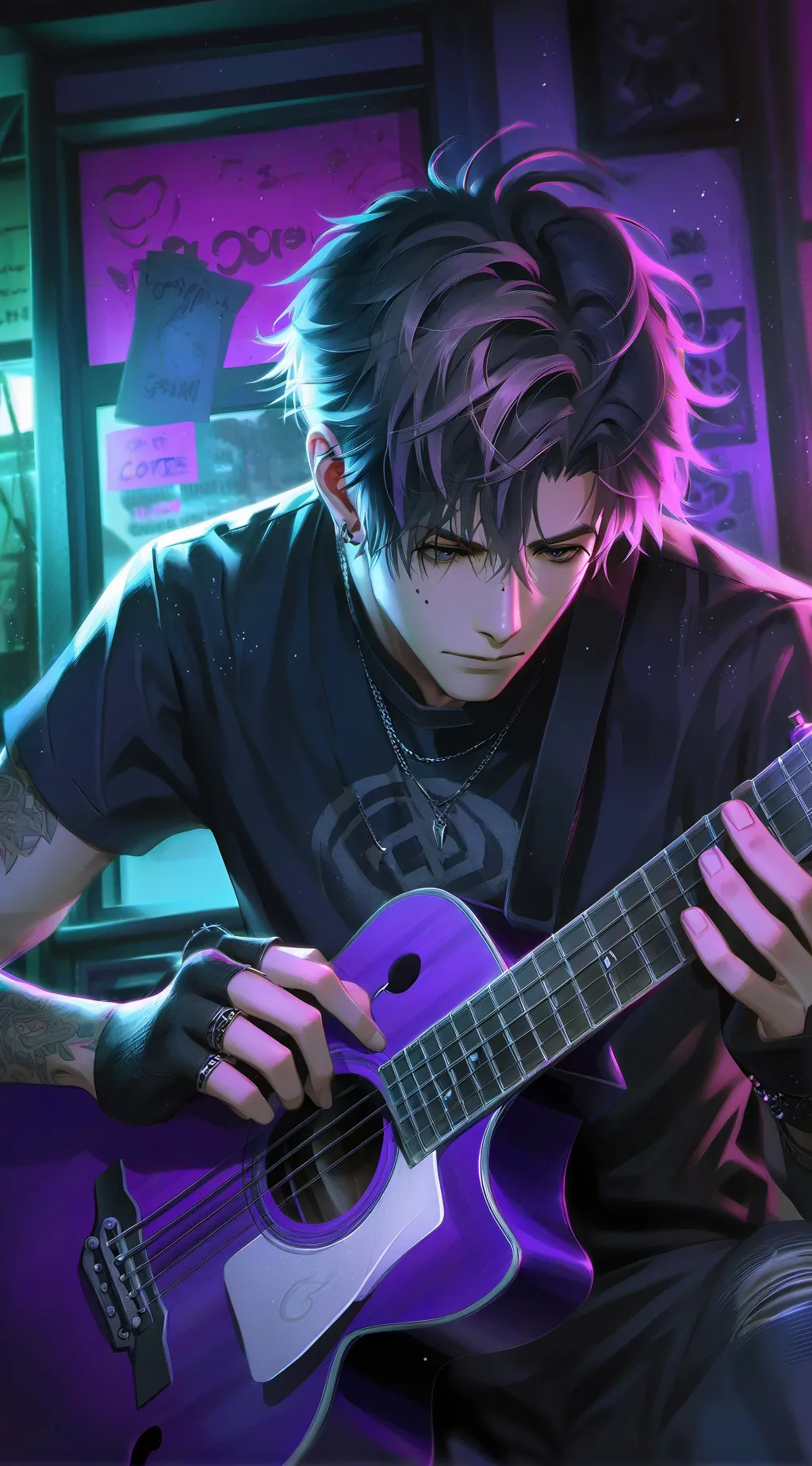 ai character: The Melancholic Indie Rocker background