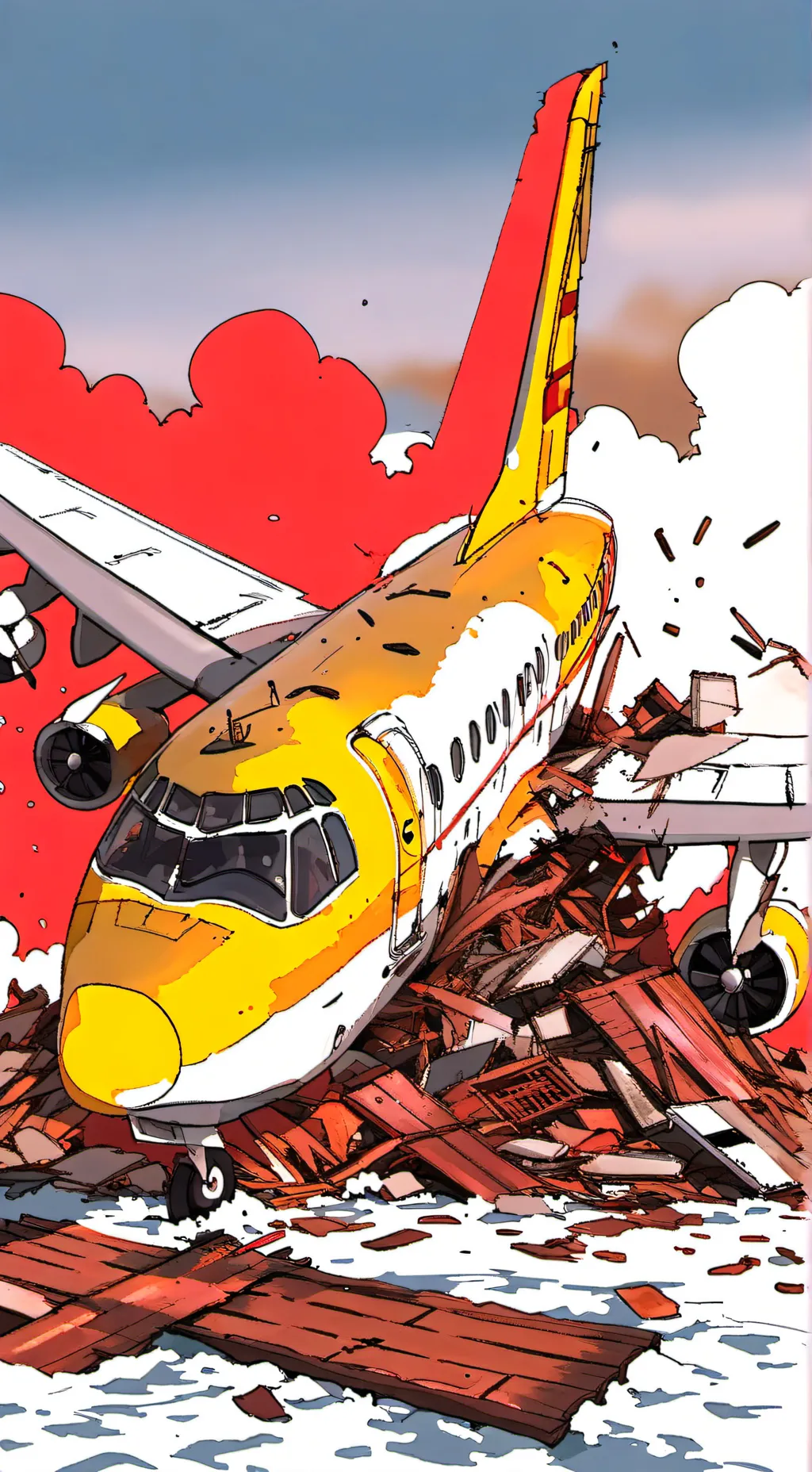 ai character: Airplace crash background