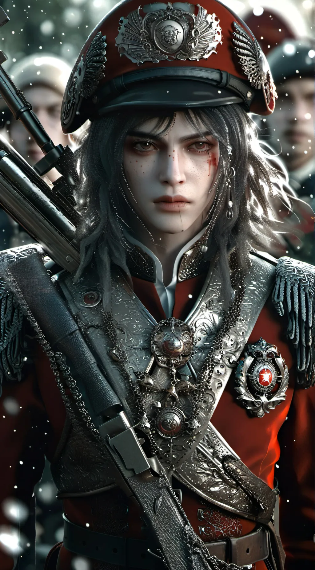 ai character: red soldier background