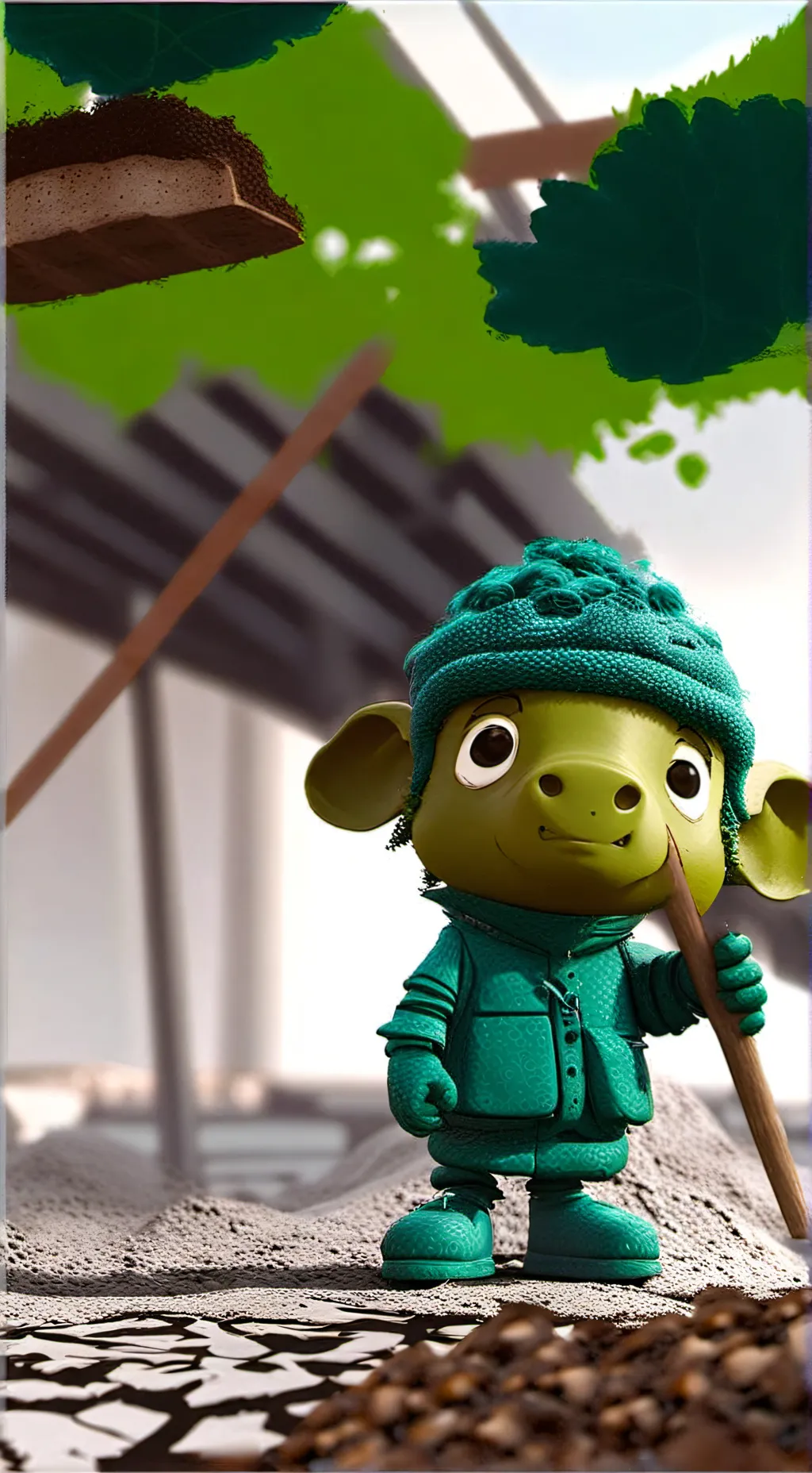 ai character: Cerdito angry bird background