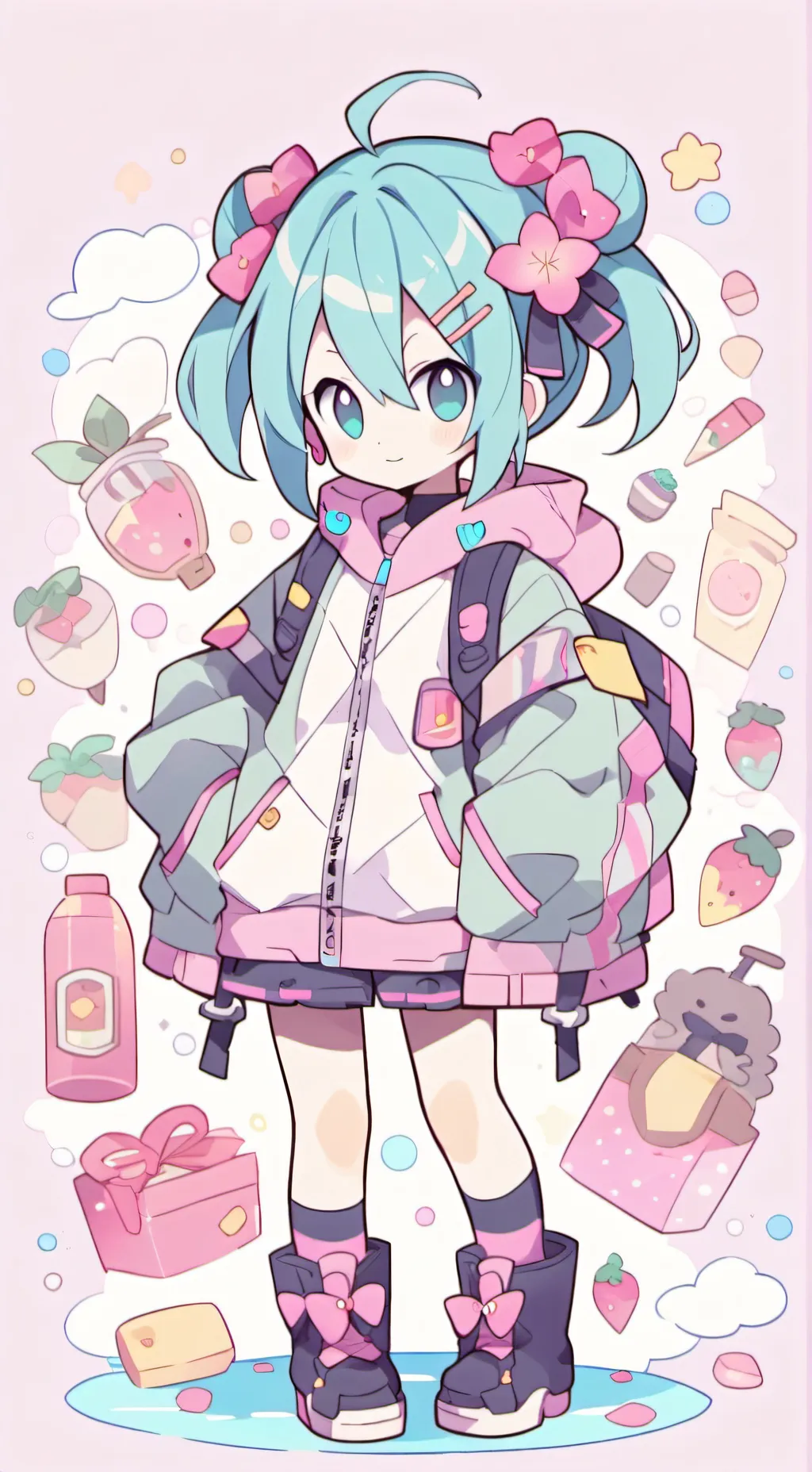 ai character: Miku, Teto, y Neru background