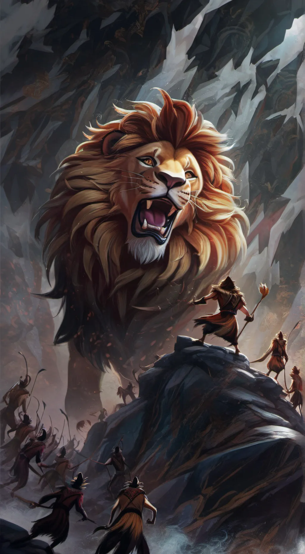 ai character: the king lion background