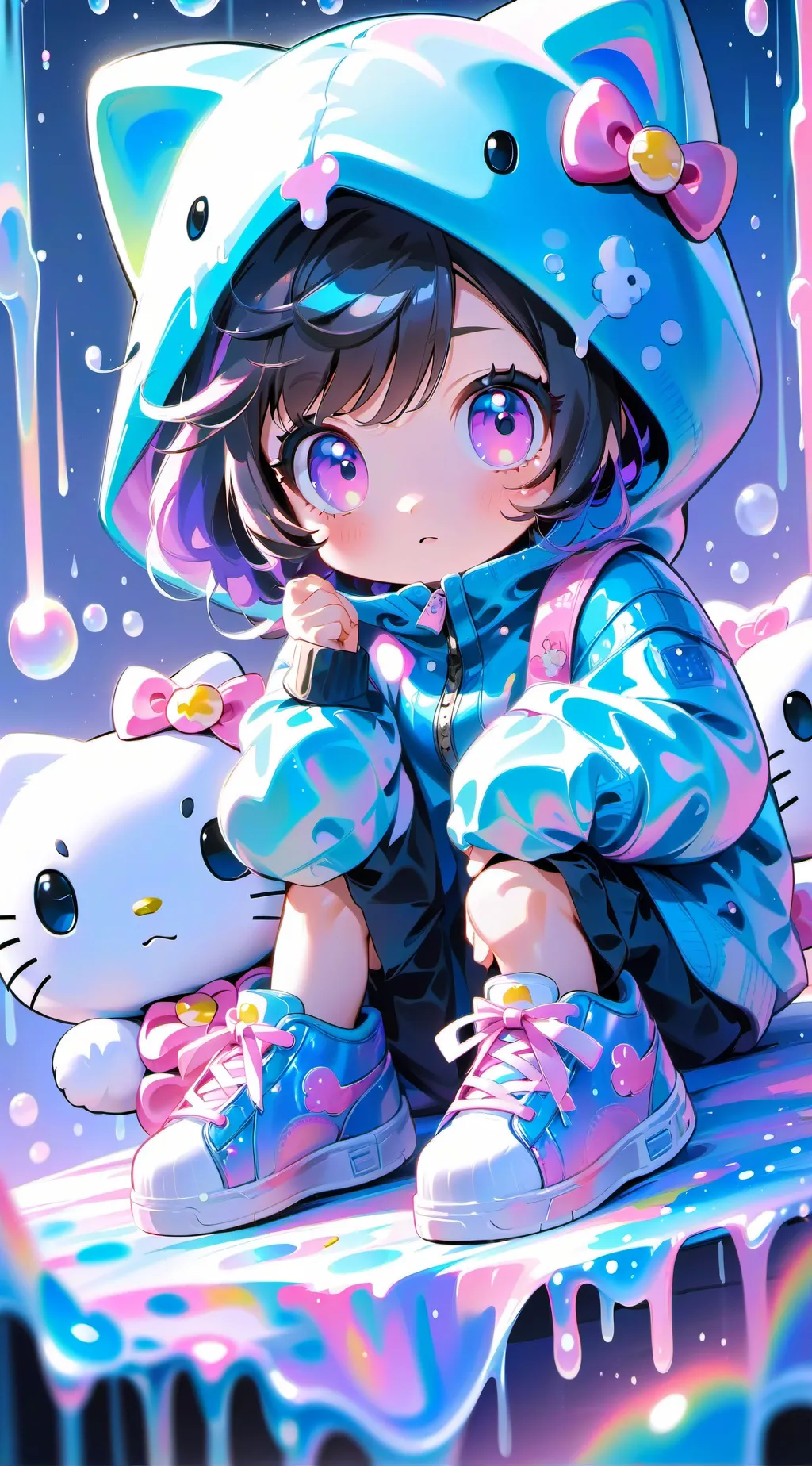 ai character: cute hello kitty background