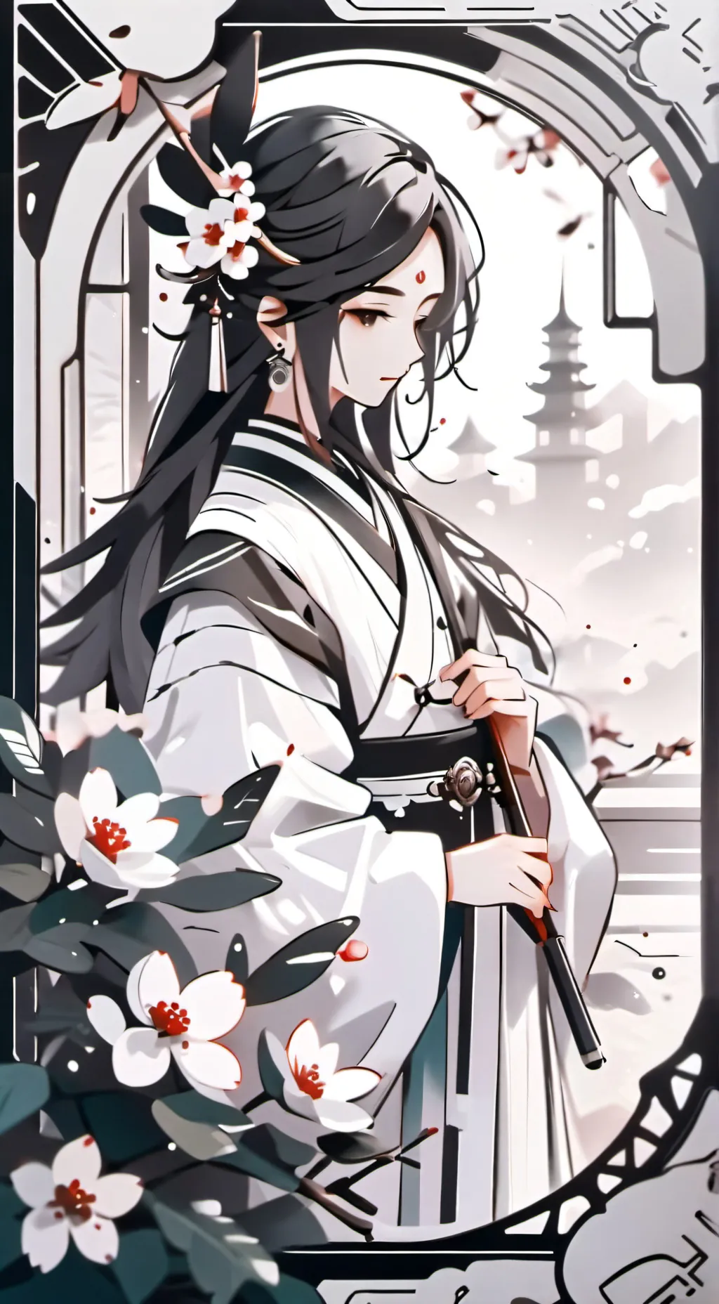 ai character: Ink split background