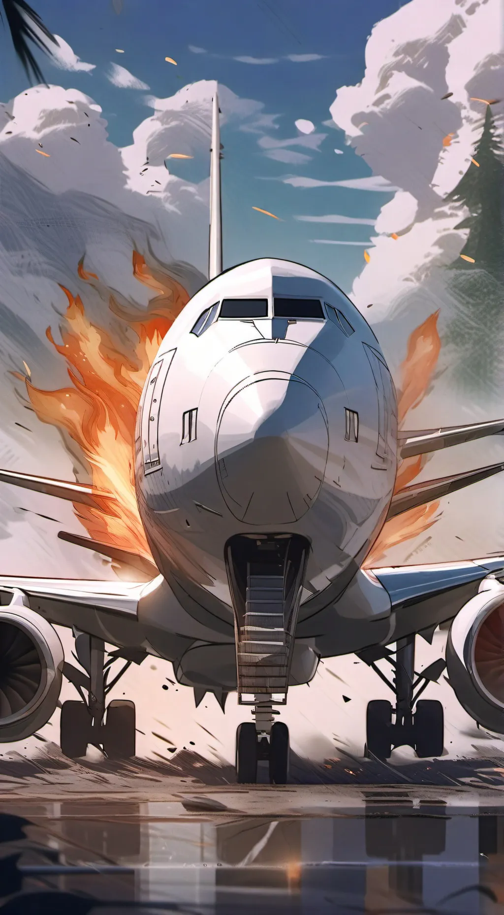 ai character: plane crash background