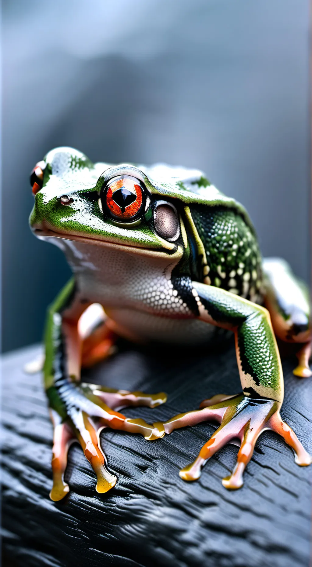 ai character: tree frog background
