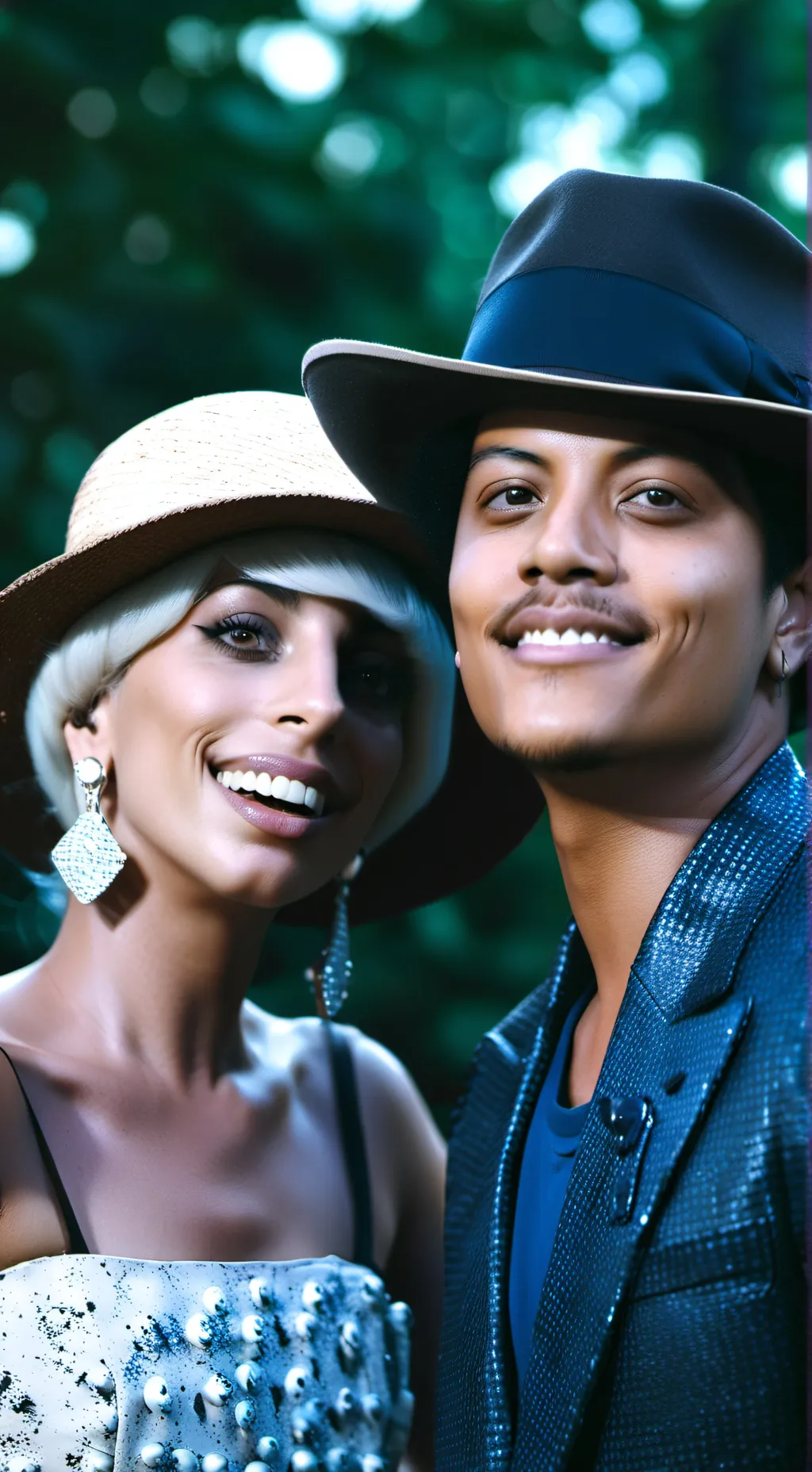 ai character: Bruno and ladygaga background