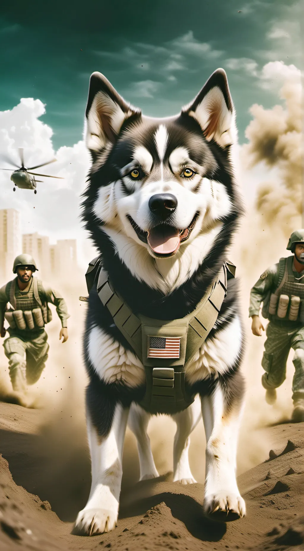 ai character: army dog background