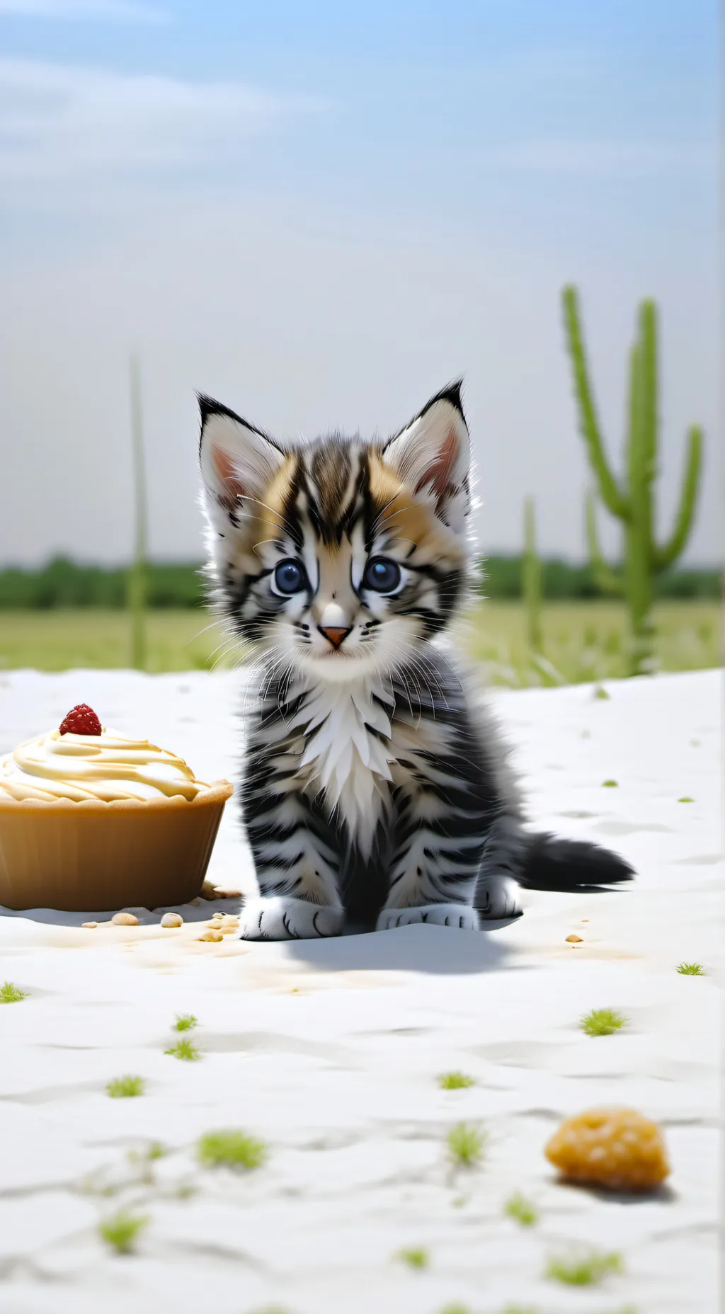 ai character: desert kitten background