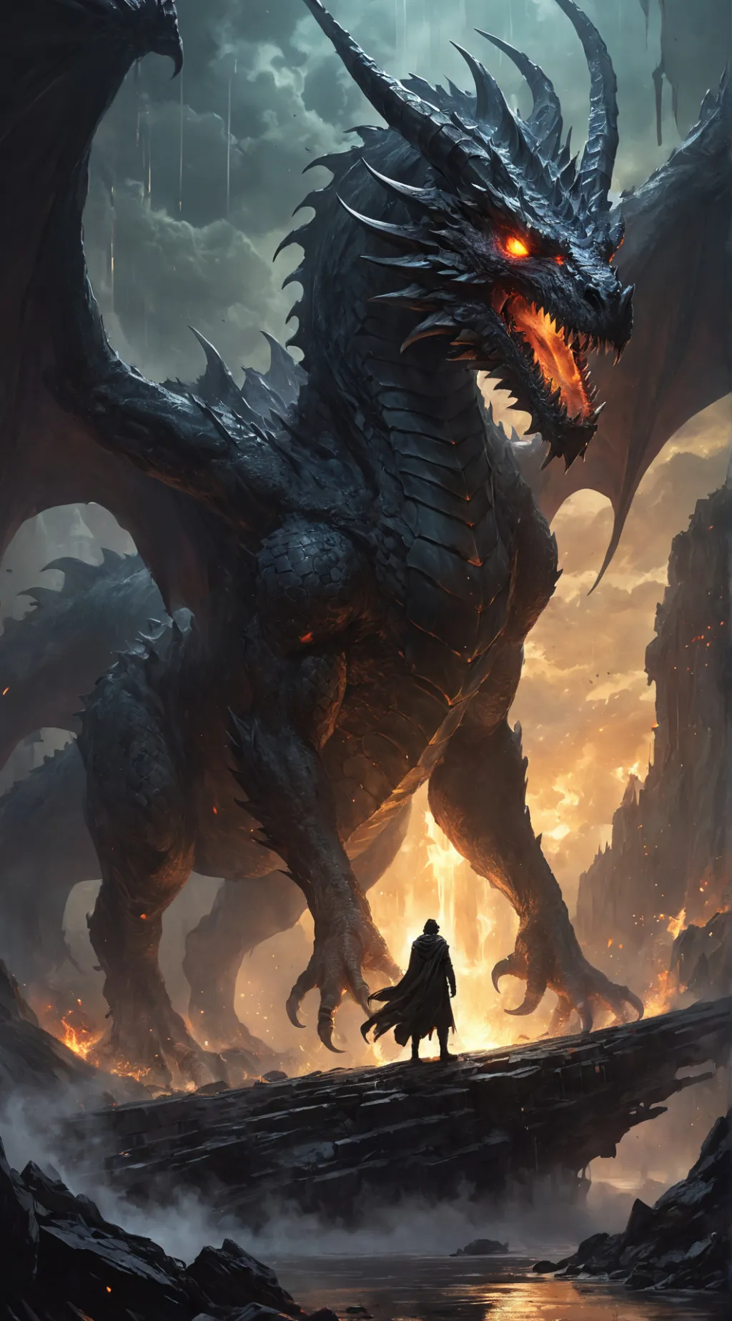 ai character: Void dragon dark background