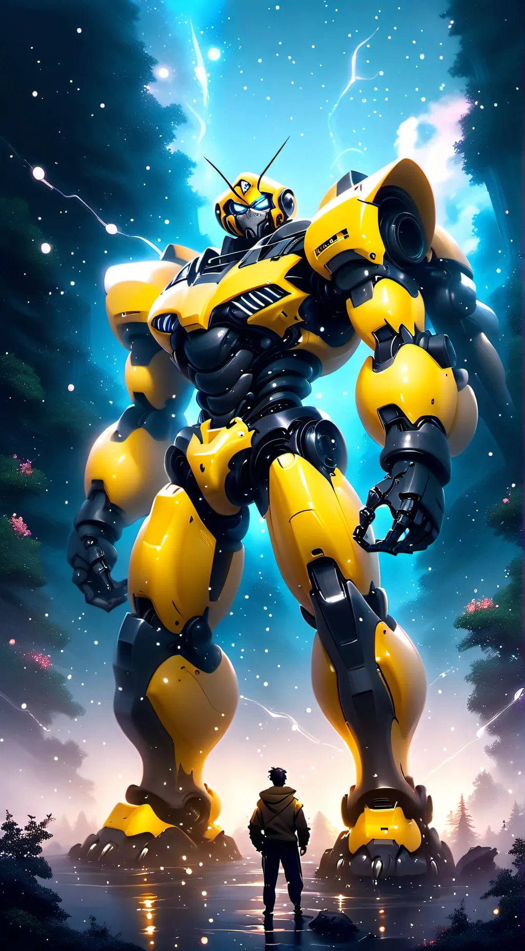 ai character: bumblebee  background
