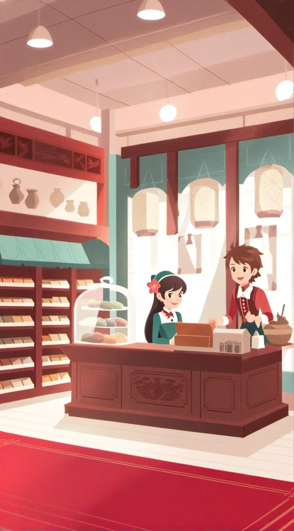 ai character: British shop background