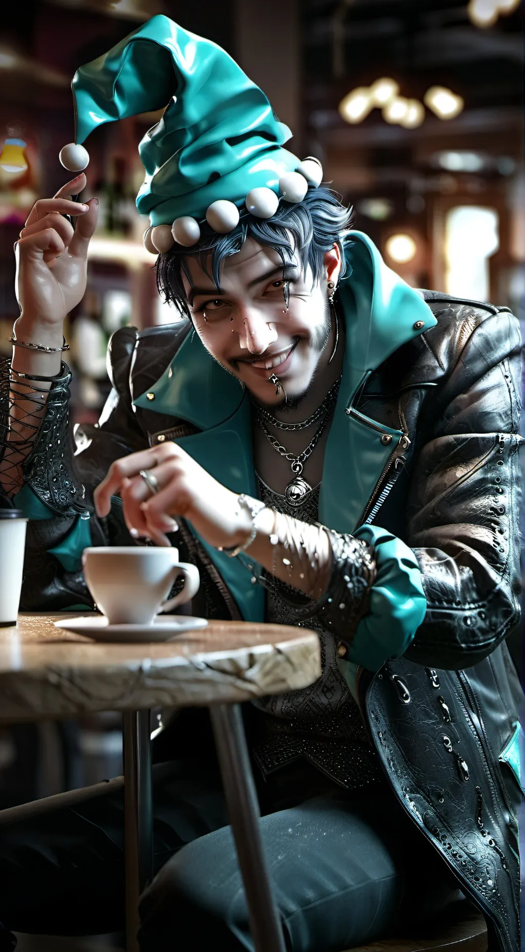 ai character: The Chaotic Comedian background