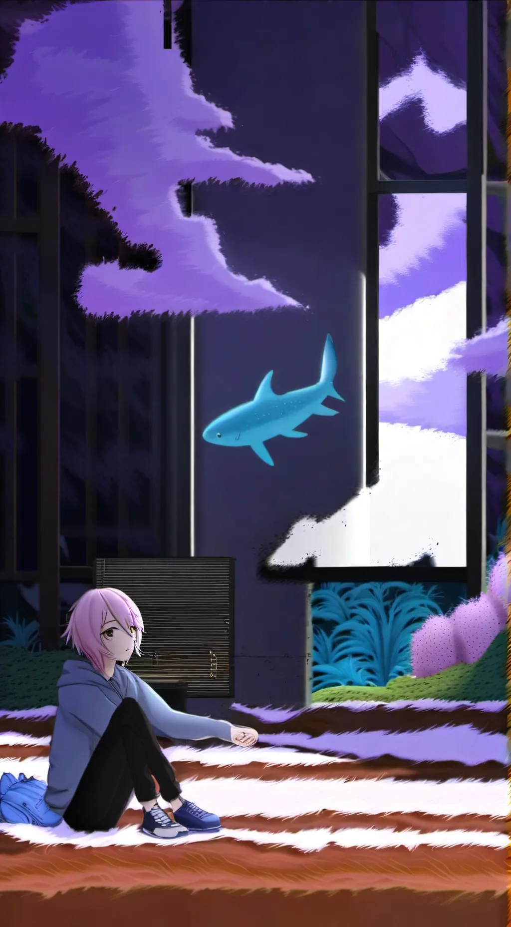 ai character: random shit background