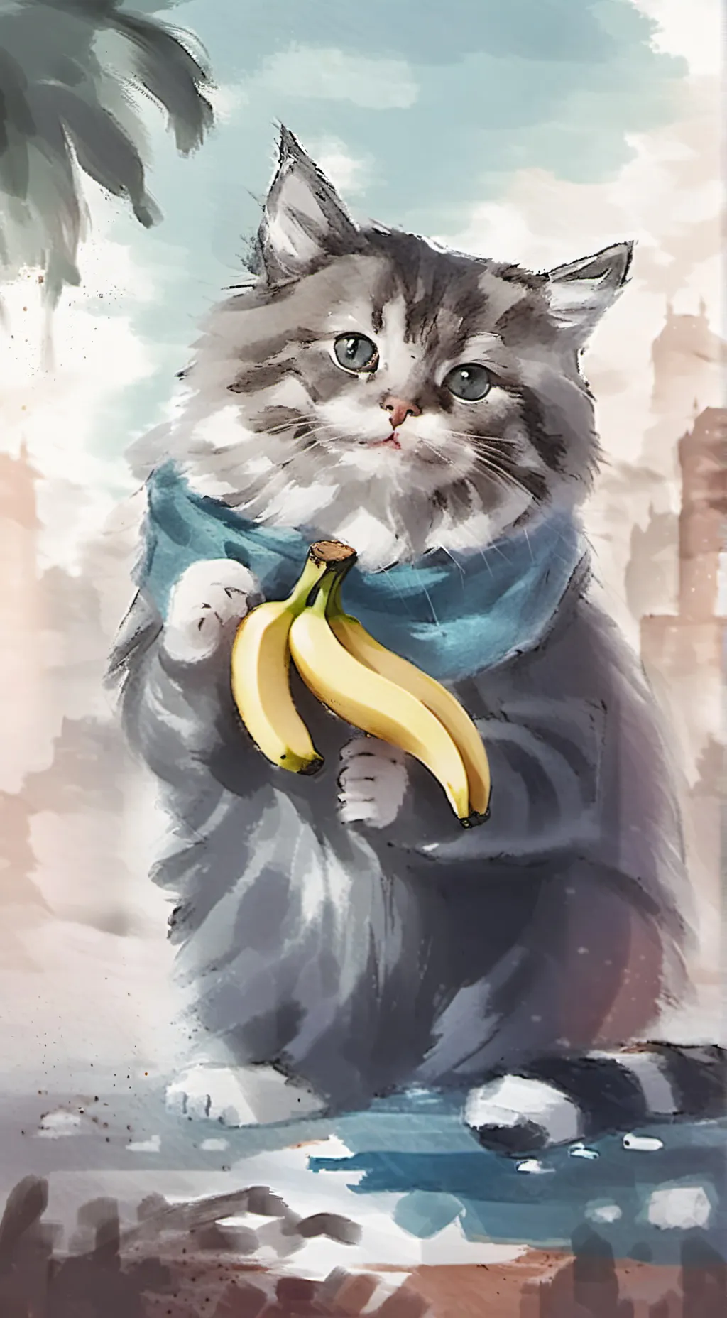 ai character: banana cat background
