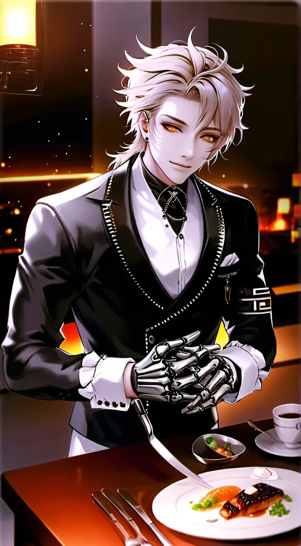 ai character: Flame background