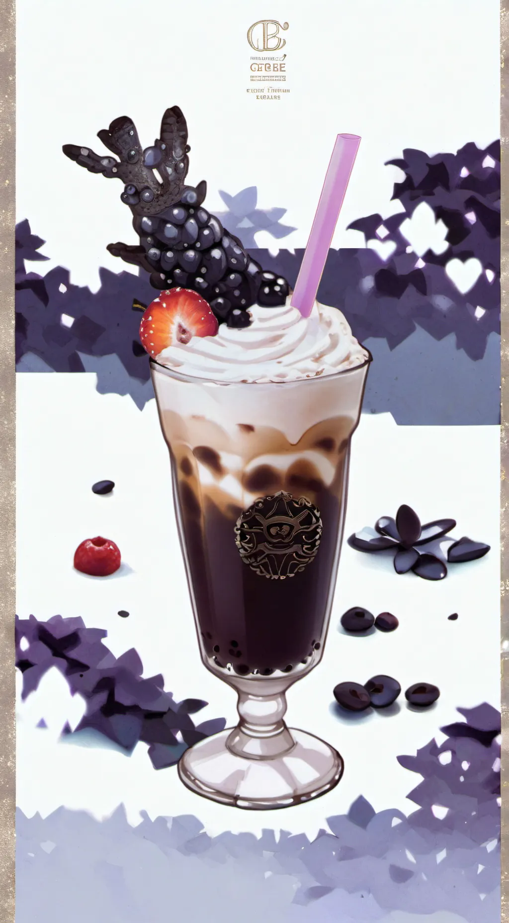 ai character: Drink boba, background