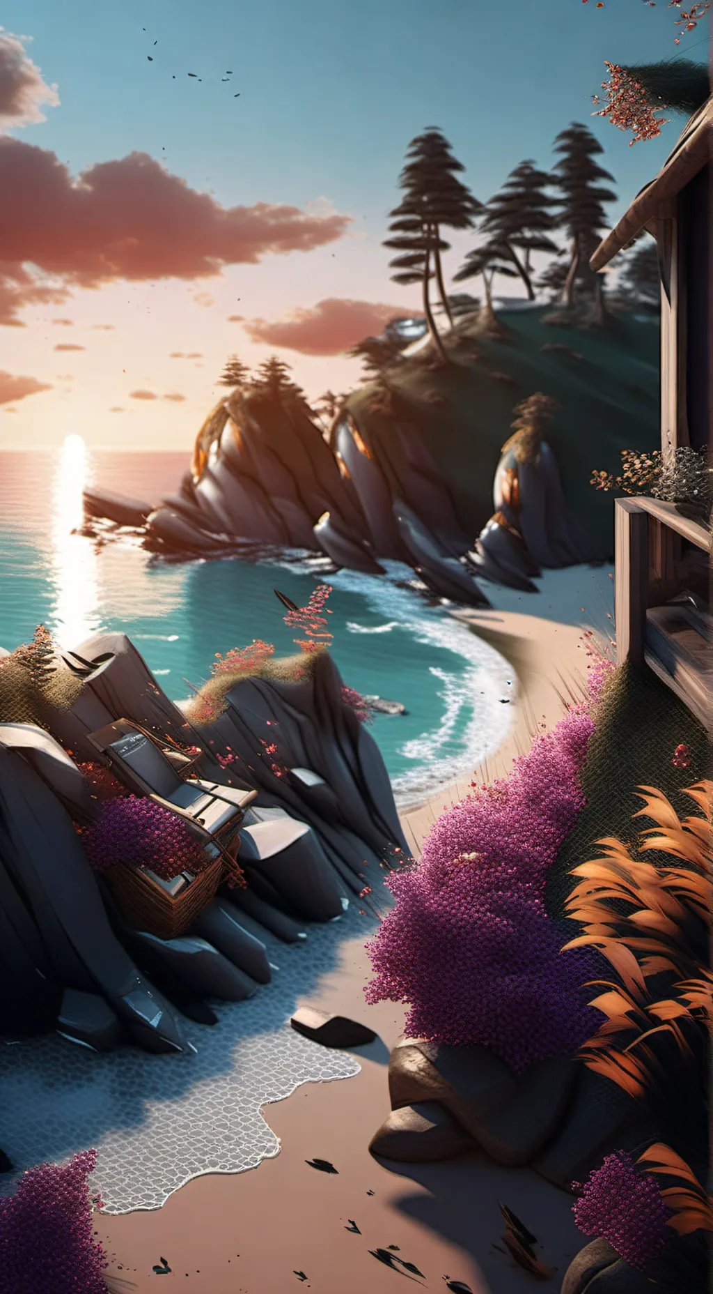 ai character: Sprunki at seaside background