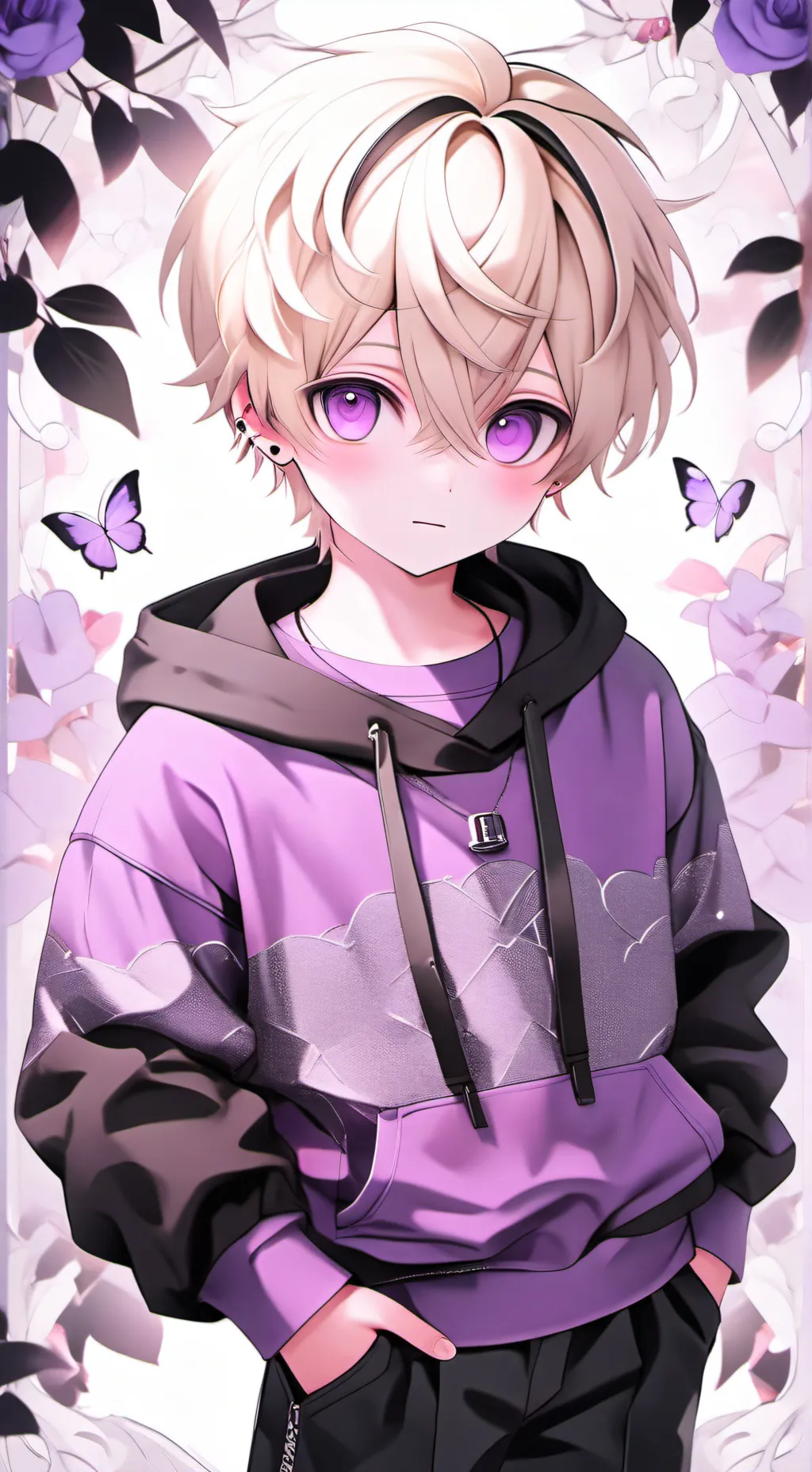 ai character: Purpled background