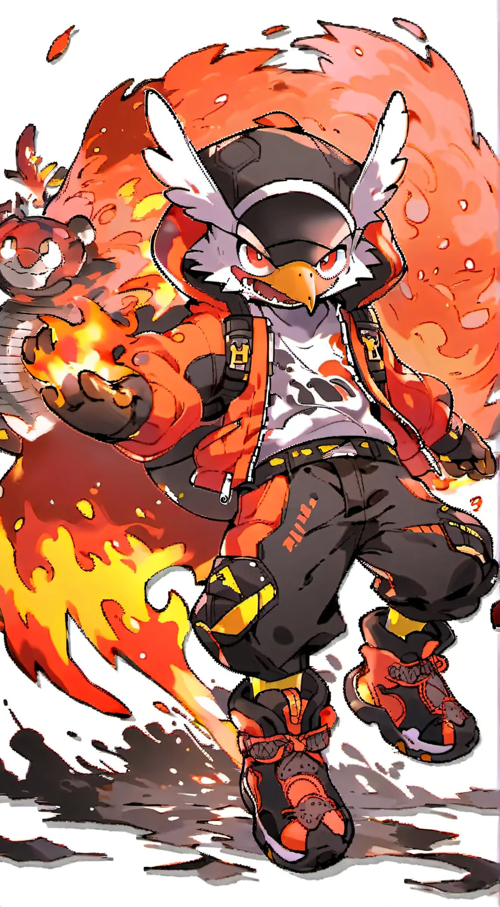 ai character: flame background