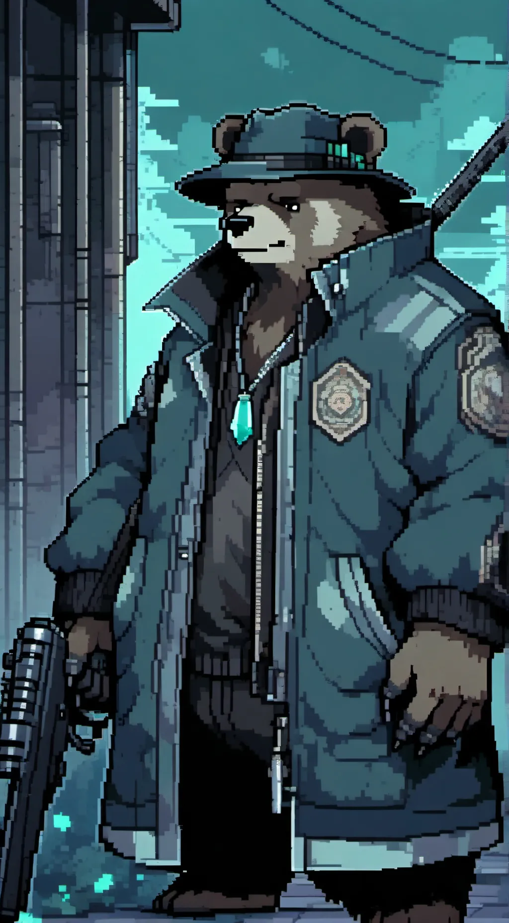 ai character: Grantpa bear background