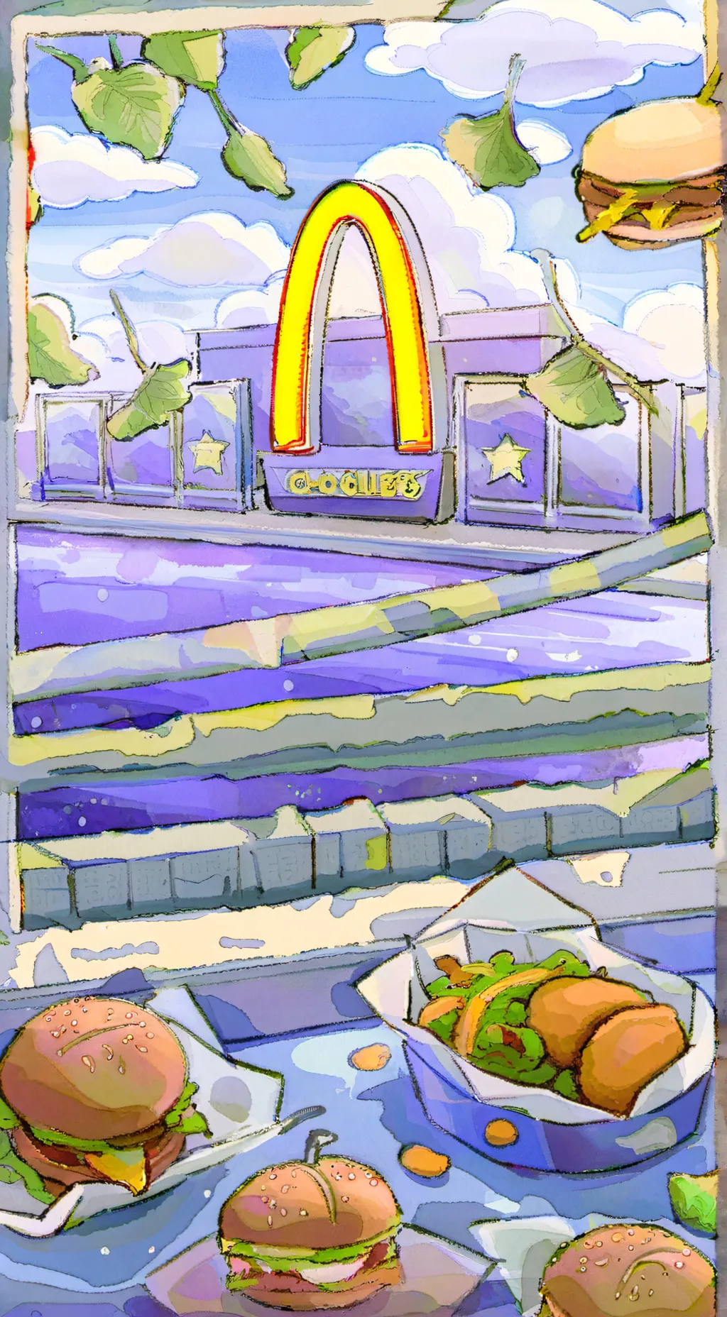 ai character: tadc but McDonald' background