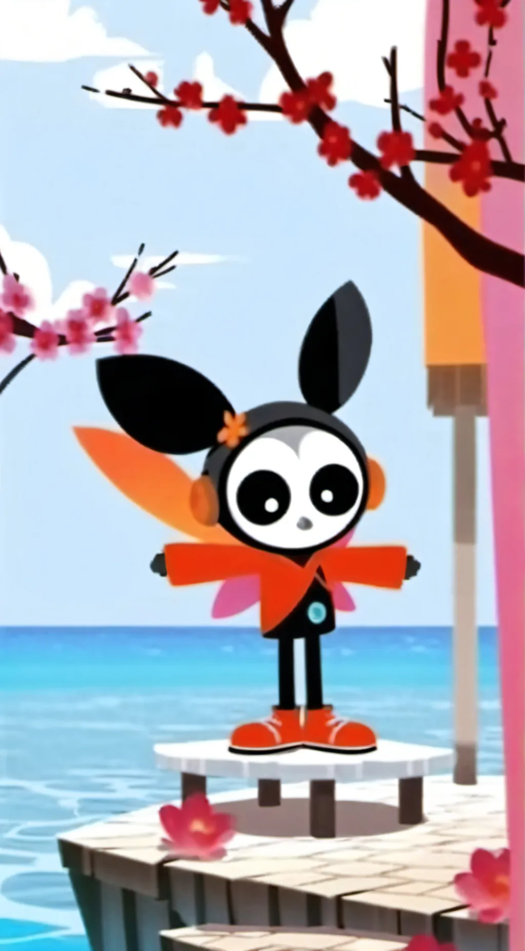 ai character: BFDI POOL DAY background