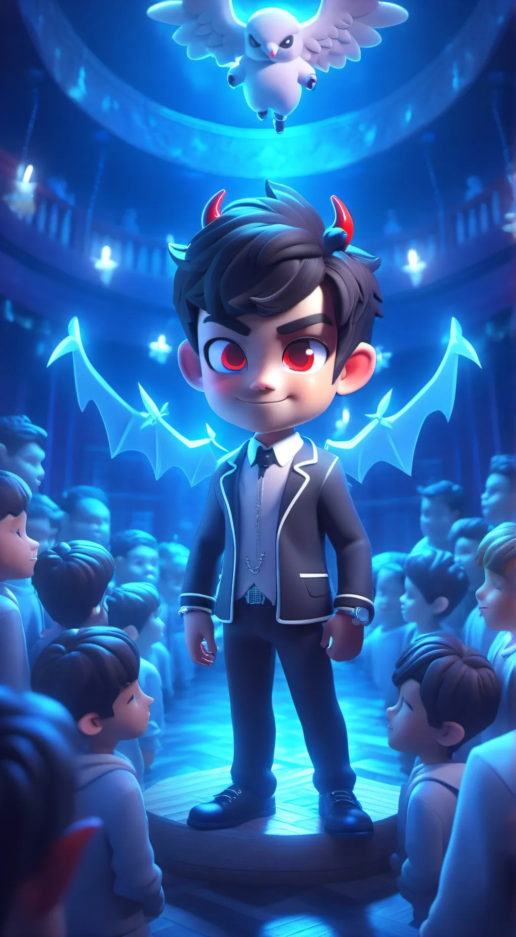 ai character: Demon👹 to angel 😇  background
