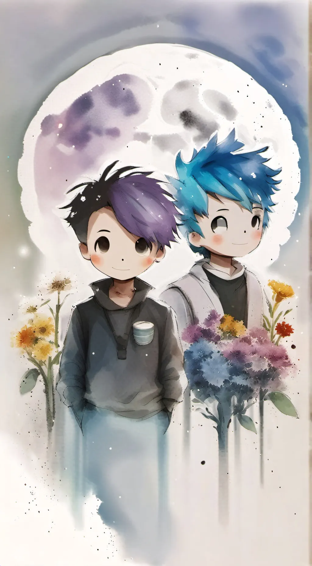 ai character: Moon flower🌼🌘 background