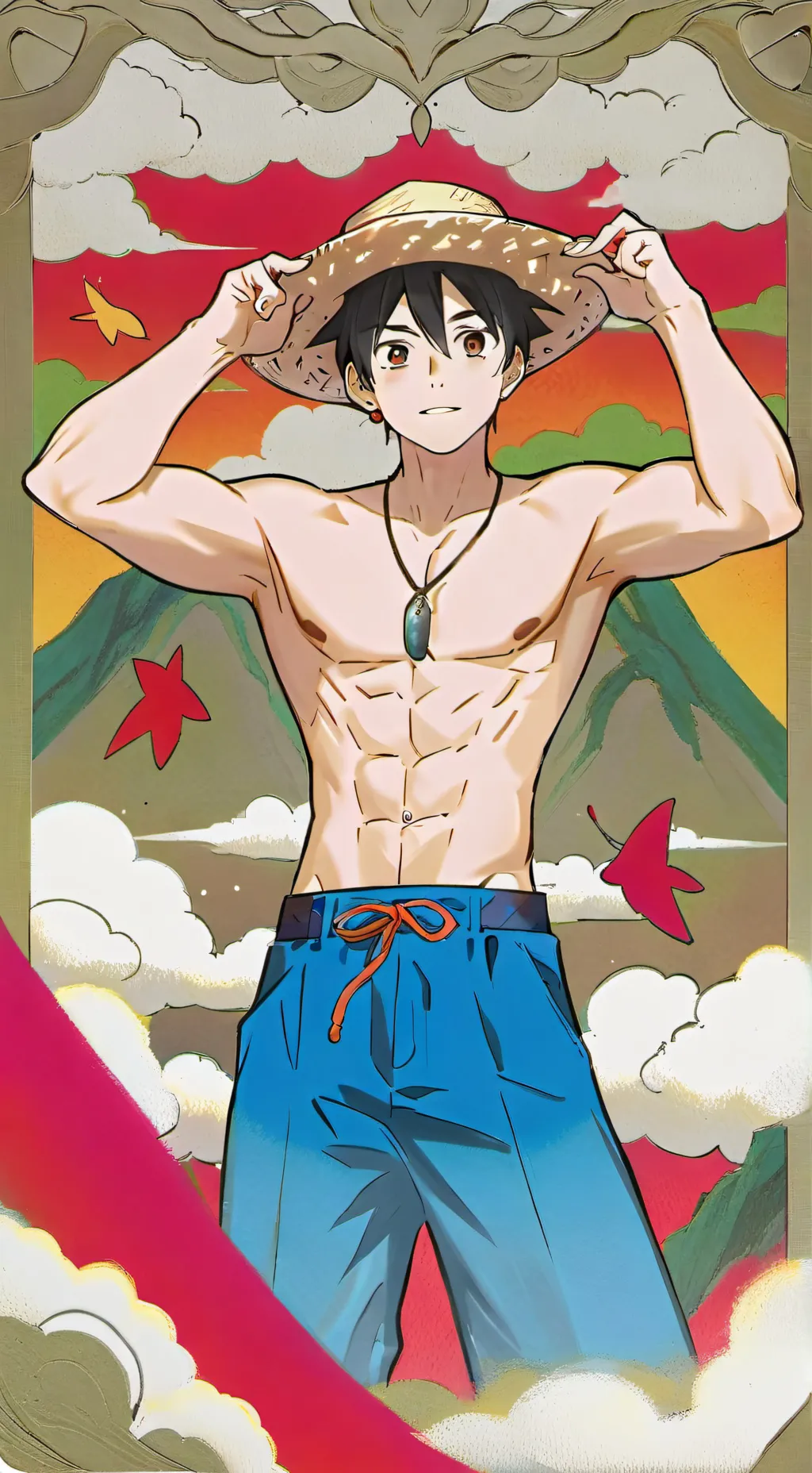 ai character: luffy  background