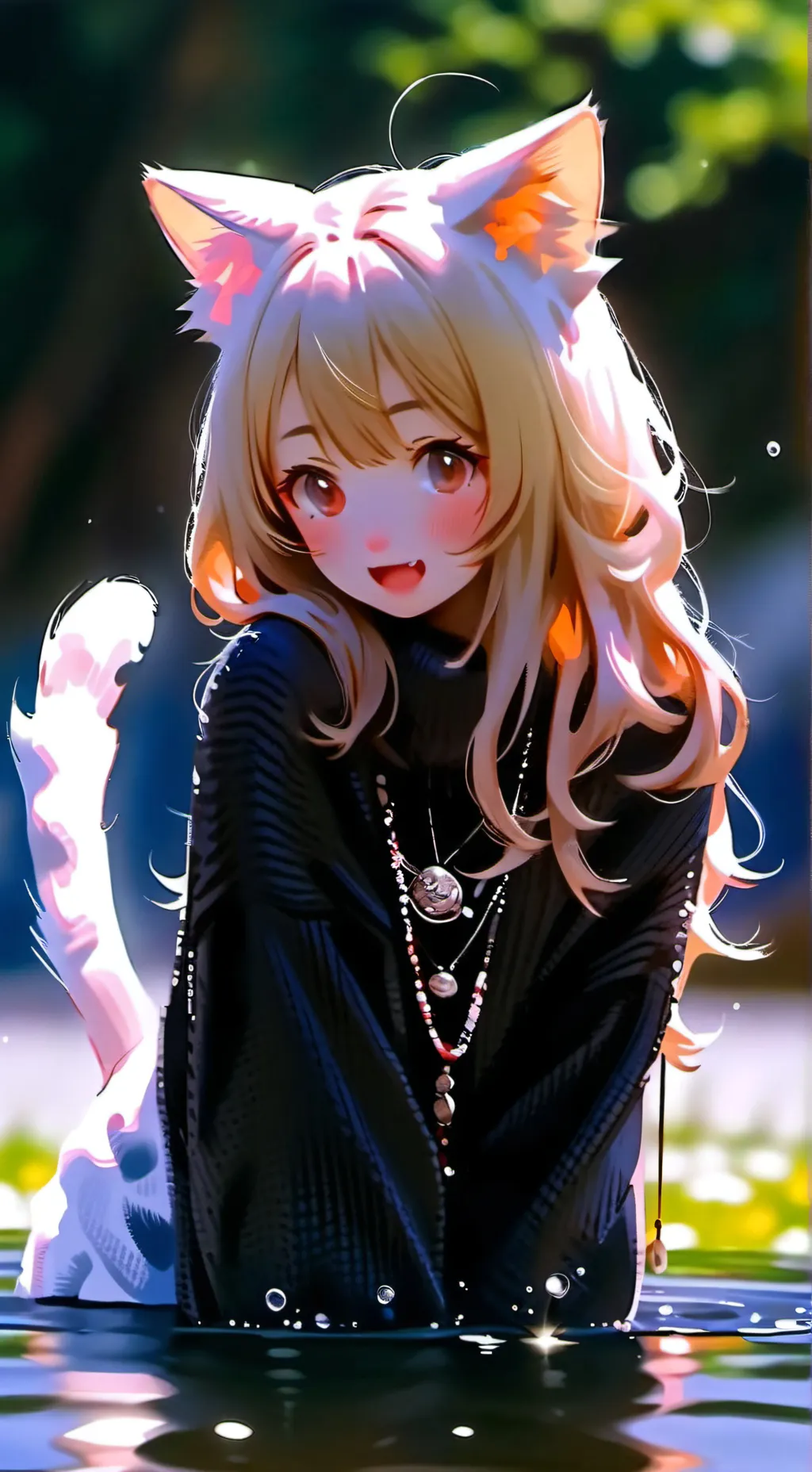 ai character: Blondie, the Fishing Cat Spirit background