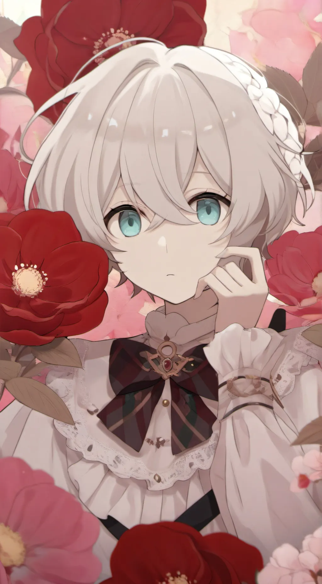 ai character: white cat boy background