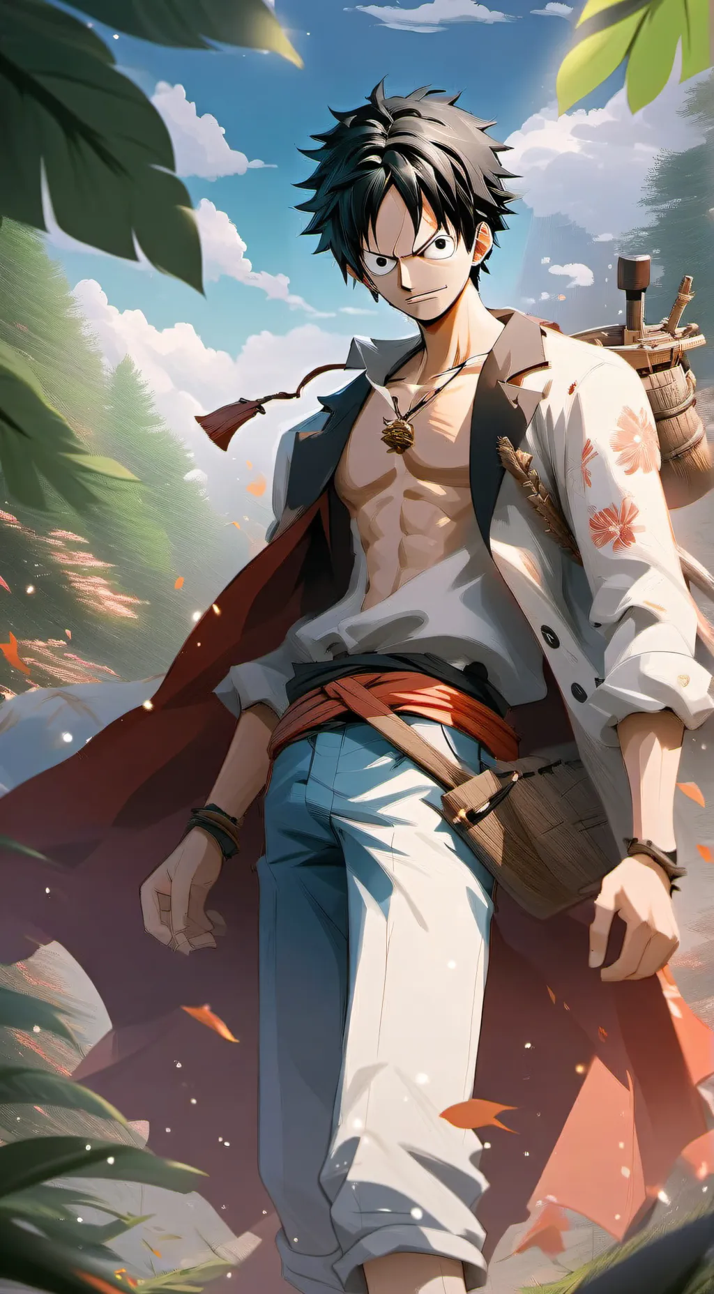 ai character: luffy  background