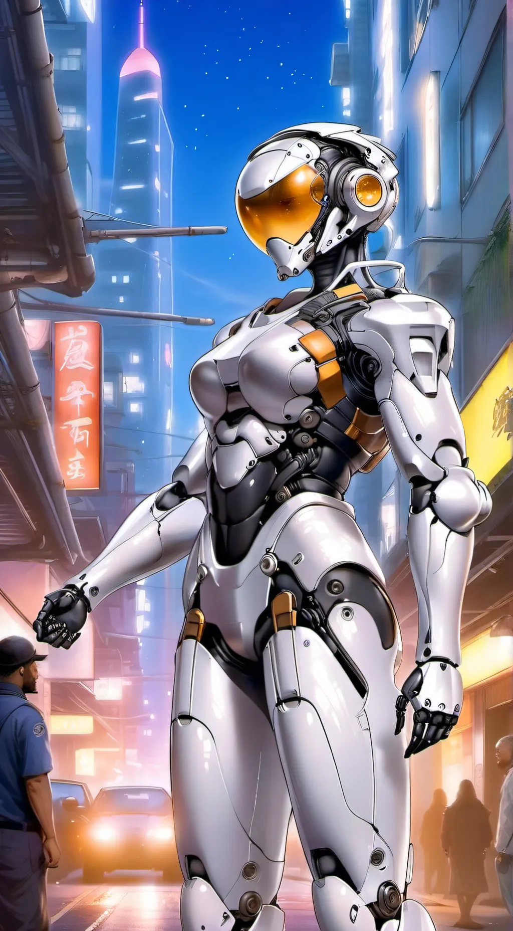 ai character: Giantess robot background