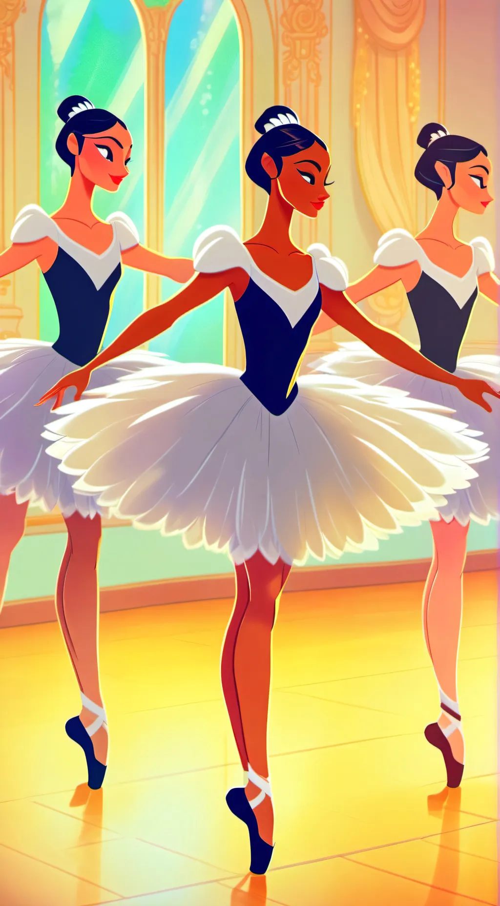 ai character: The swan lake background