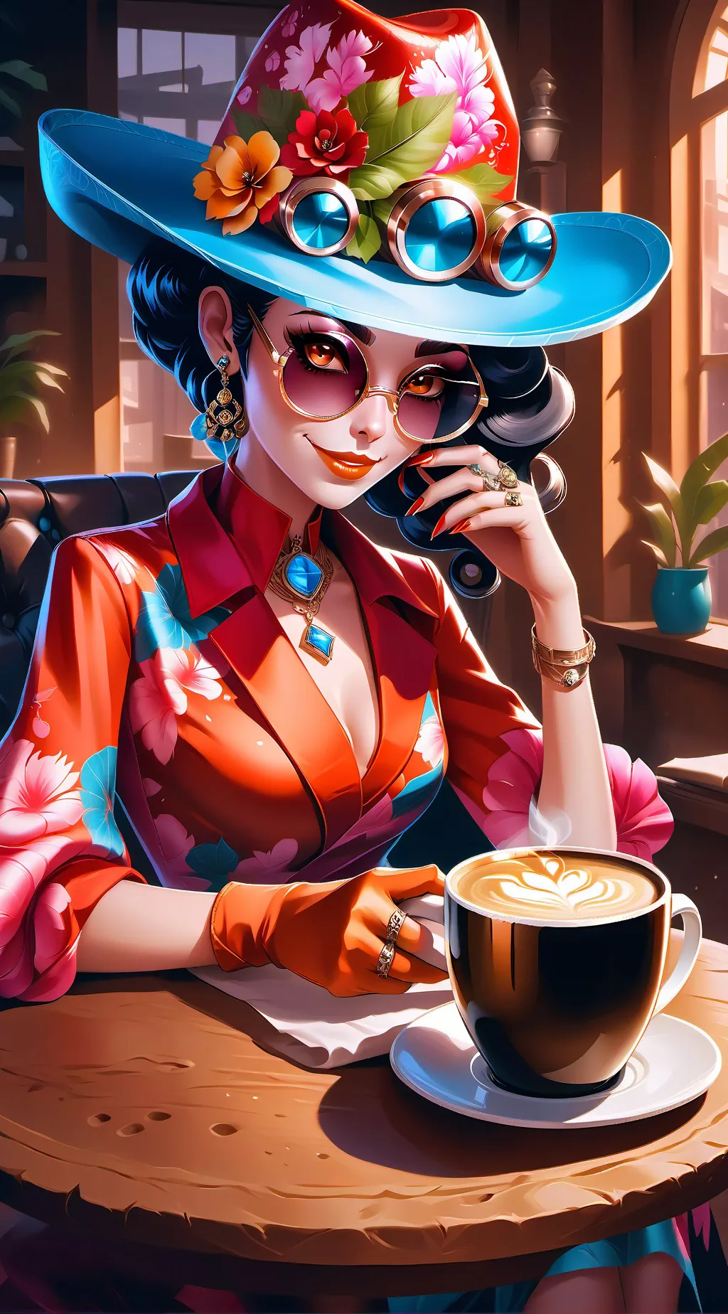 ai character: The Simmering Sip Connoisseur background