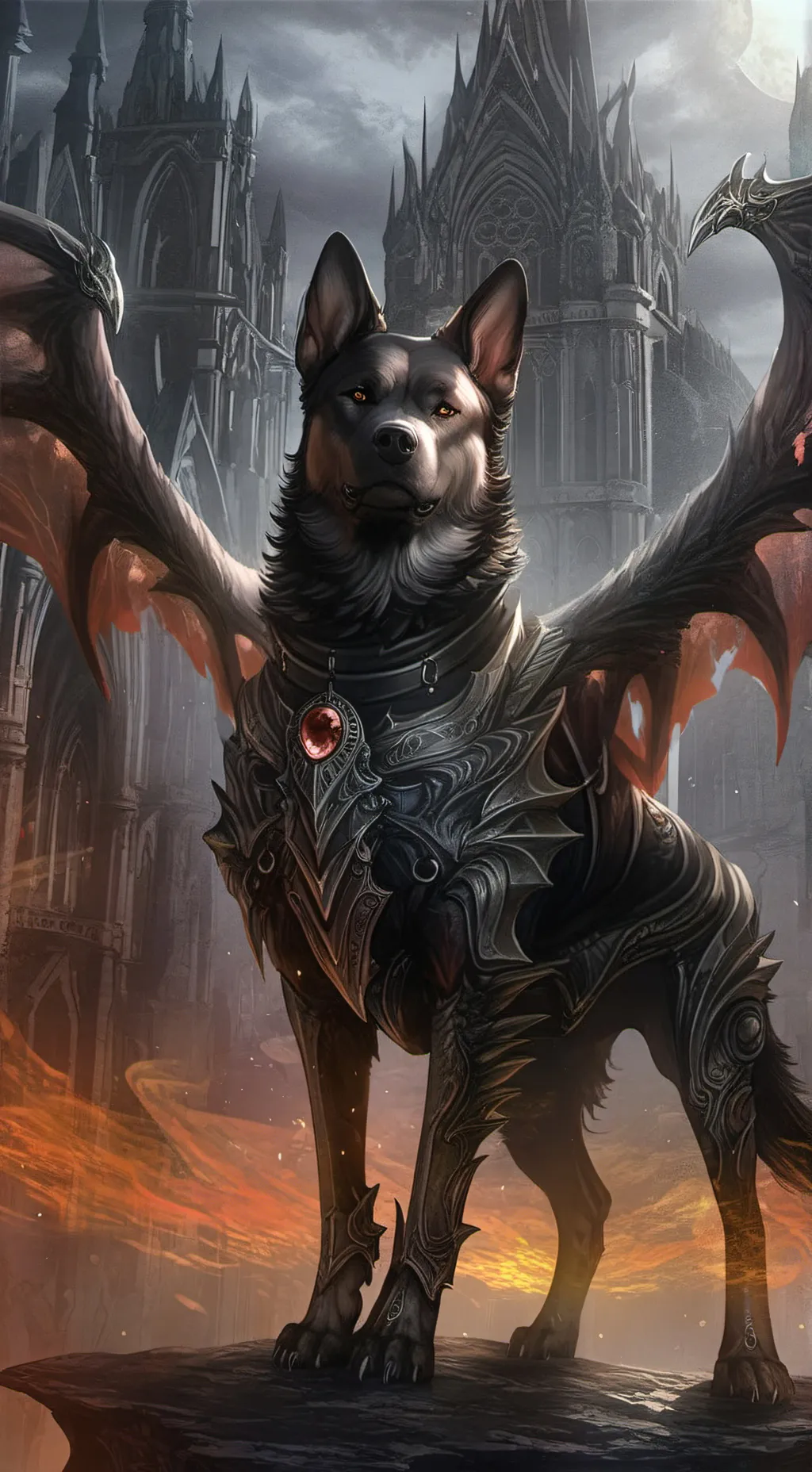 ai character: Tough dog dragon background