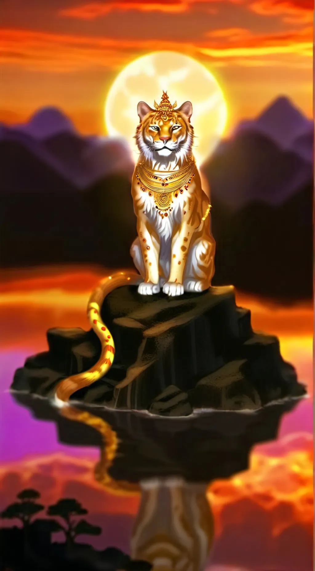 ai character: a golden cat god background