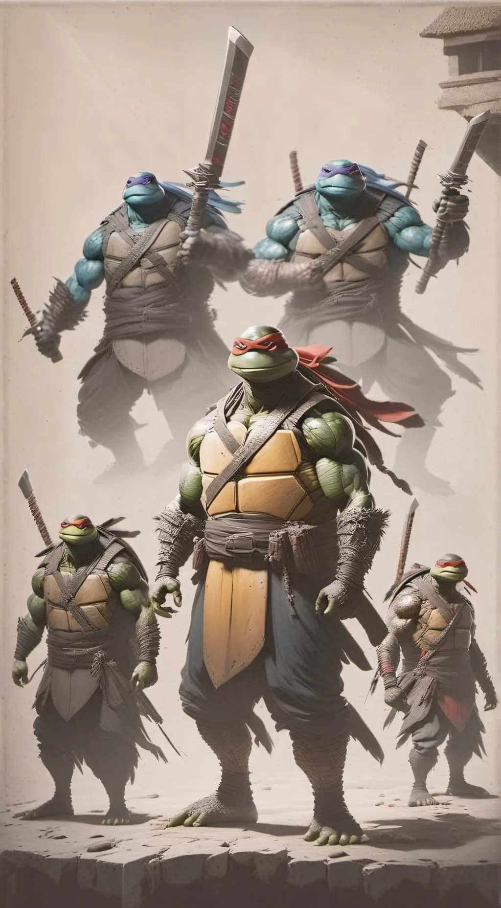 ai character: ninja turtles  background