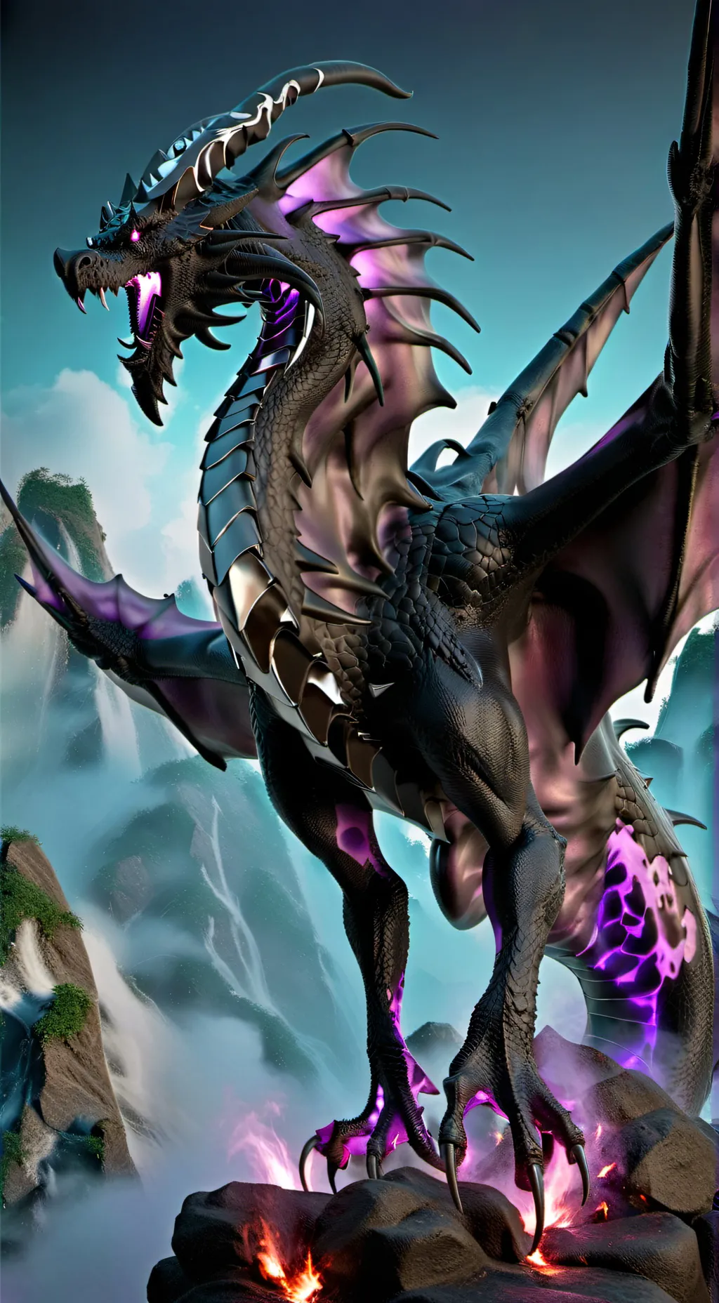 ai character: Dragon-BlackPurple background
