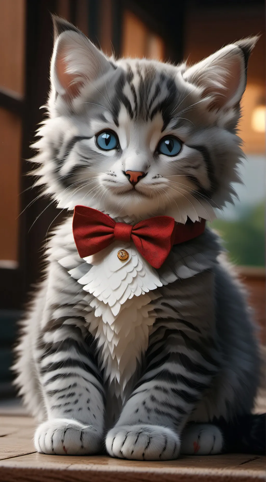 ai character: Bowtie kitty  background