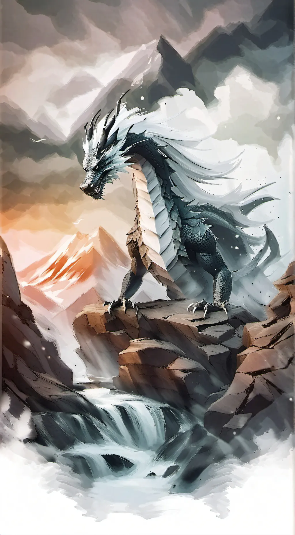 ai character: Dragon Black&White background