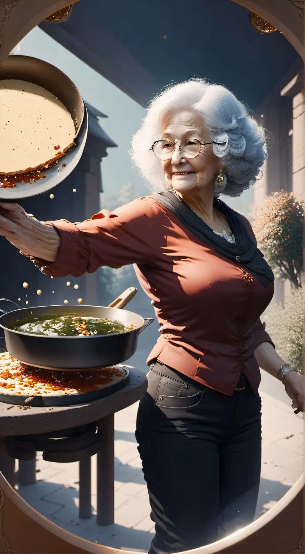 ai character: granny i am cat background