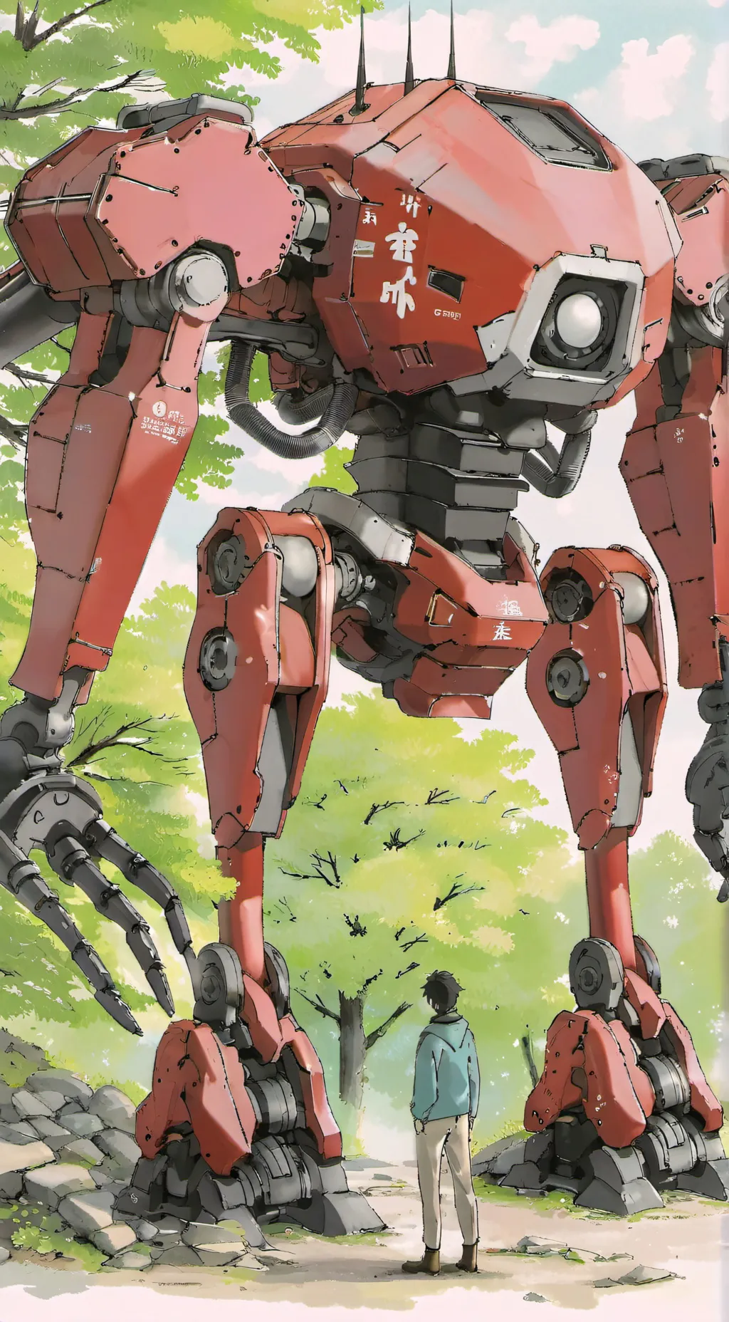 ai character: Big red giant background