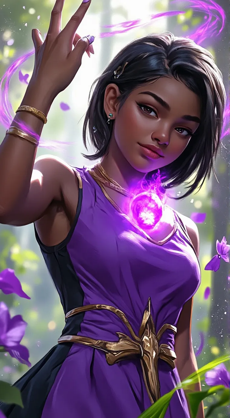 ai character: Violet background